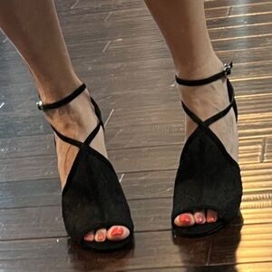 BCBGeneration Black Strappy Heels